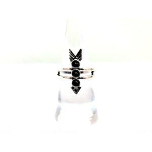 Vintage Silver & Black Feathered Arrow Ring Size 6.5 Women's Jewelry